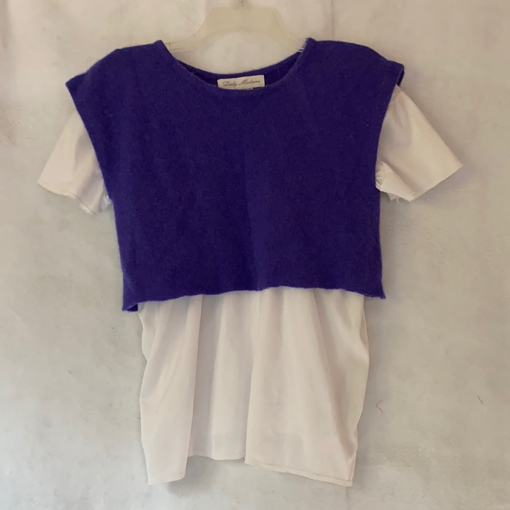 Layered Look Purple Cropped Sweater & Undershirt